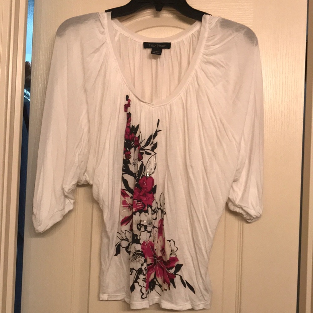 White blouse with floral design